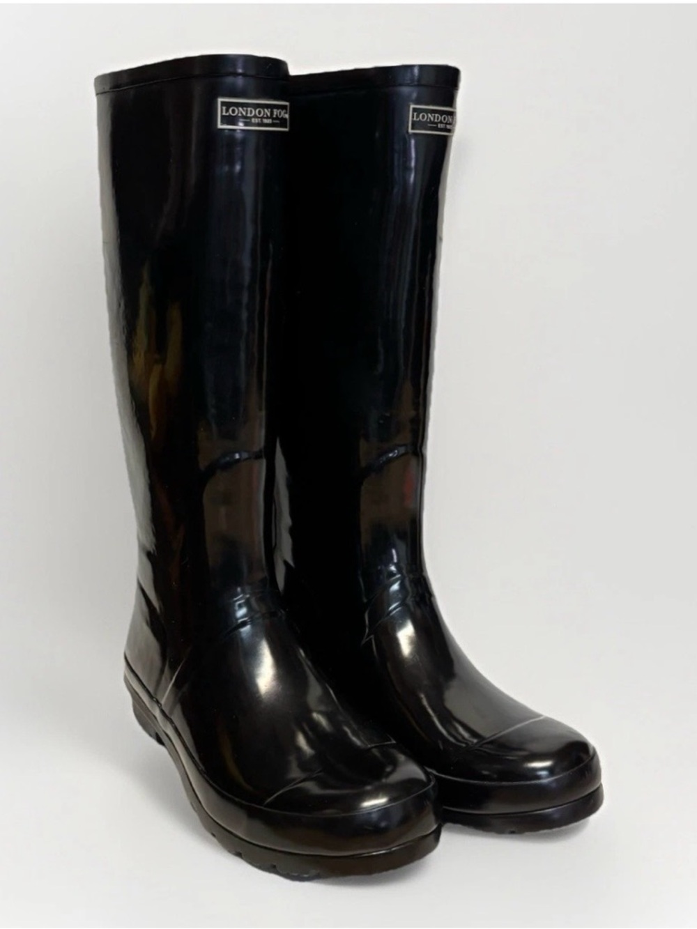 London Fog Tall Black Rainboots Womens Size 10 #5780
